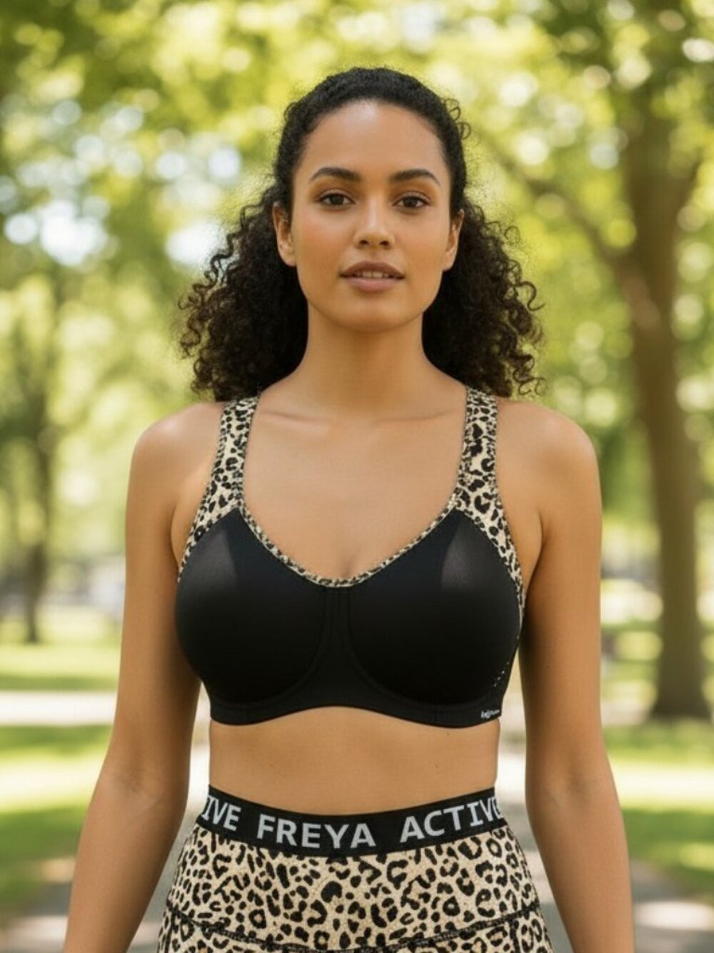Freya Sonic Sports Bra 38DDD Pure Leopard Black High Impact Support Racerback 🔥